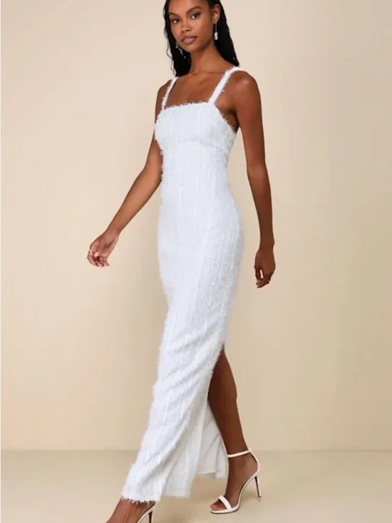 Lulu's White Textured Sleeveless Maxi Dress - Picture 4 of 4
